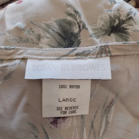 Vtg Susan Burrowes Size Large 90s Country Springtime Floral Cottagecore Dress - Picture 13 of 16